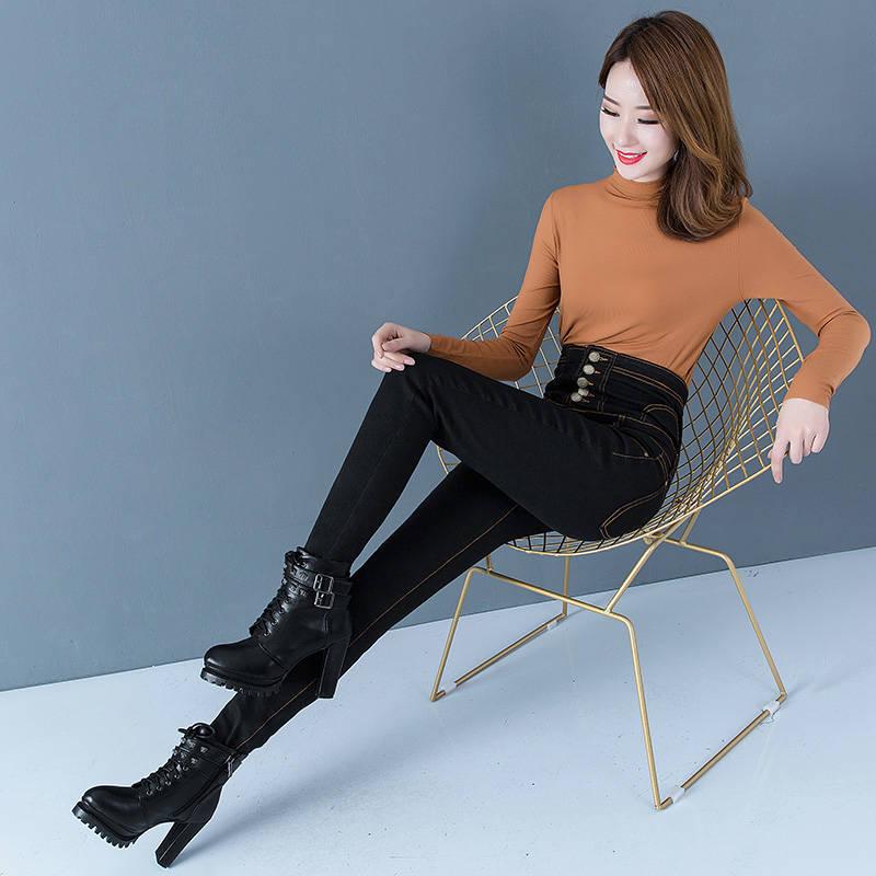 Winter Fleece Jeans for Women Stretch Warm Skinny Denim Velvet Pencil Jeans Stretch Female Trousers
