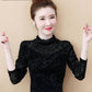 Pofulove Plus Women's Long Sleeve Mesh In Winter Fashion Velvet Half Turtleneck Bottoming Shirt