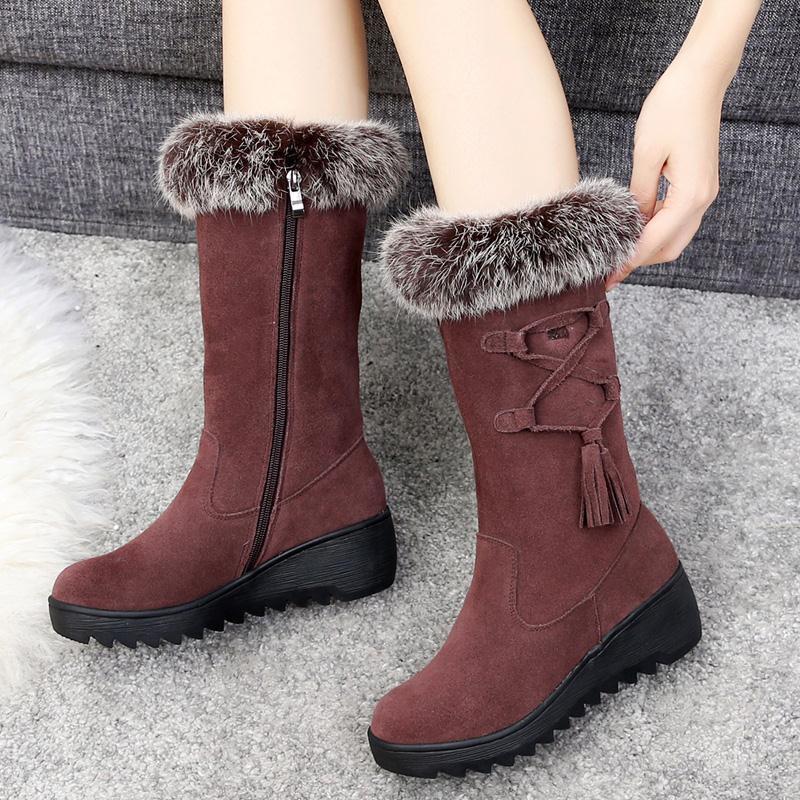 Cotton Shoes Snow Boots Women Winter Non-slip Frosted Boots Plus Velvet Thick Warm Cotton Boots Side Zipper