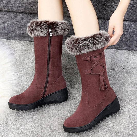 Cotton Shoes Snow Boots Women Winter Non-slip Frosted Boots Plus Velvet Thick Warm Cotton Boots Side Zipper