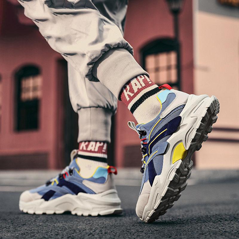 Sports Men's Shoes Fashion Mesh Shoes Platform Casual Breathable Non-slip Shoes Outdoor Running Shoes