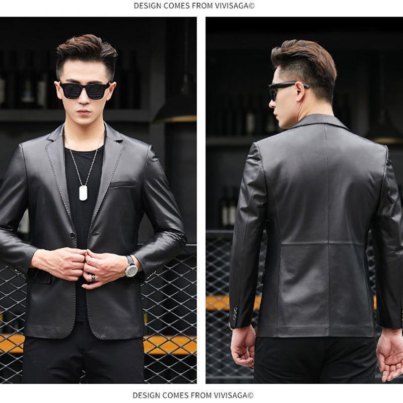 Fashion Urban Men's Jacket Autumn and Winter Fashion Trend Slim Thickening Plus Velvet Warm Sheepskin Jacket