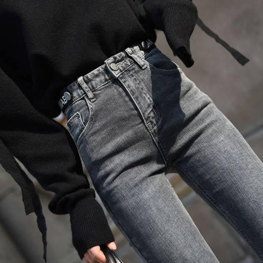 High Waist Jeans Plus Size Women Skinny Velvet Jeans Woman Pencil Pants Casual Stretch Fashion