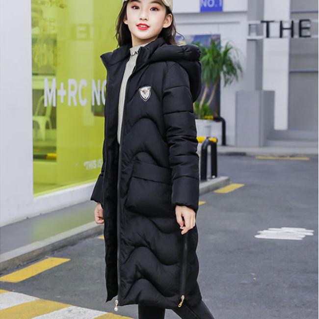 Girls Down Jacket Thickening Velvet Fashion Pike Clothing Long Hooded Kids Winter Parkas