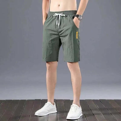 Ice Silk Men's Casual Pants Men's All-match Quick-drying Straight-leg Pants Sports Running Five-point Pants Men's Thin Beach Shorts Men