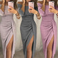 Women's Evening Dresses Off-the-shoulder Dresses Glittering and Sexy Slim-fit Party Dresses Asymmetrical Maxi Dresses