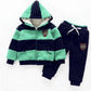 Boys and Girls Winter Plus Velvet Thick Sweater Cotton-padded Clothes Suit Children's Two-piece Printed Hooded Warm Cotton Clothing
