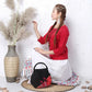Ethnic Style Women Printing Handbag Messenger Dual Purpose Exquisite High Quality Elegant Stitching Color Cotton and Linen
