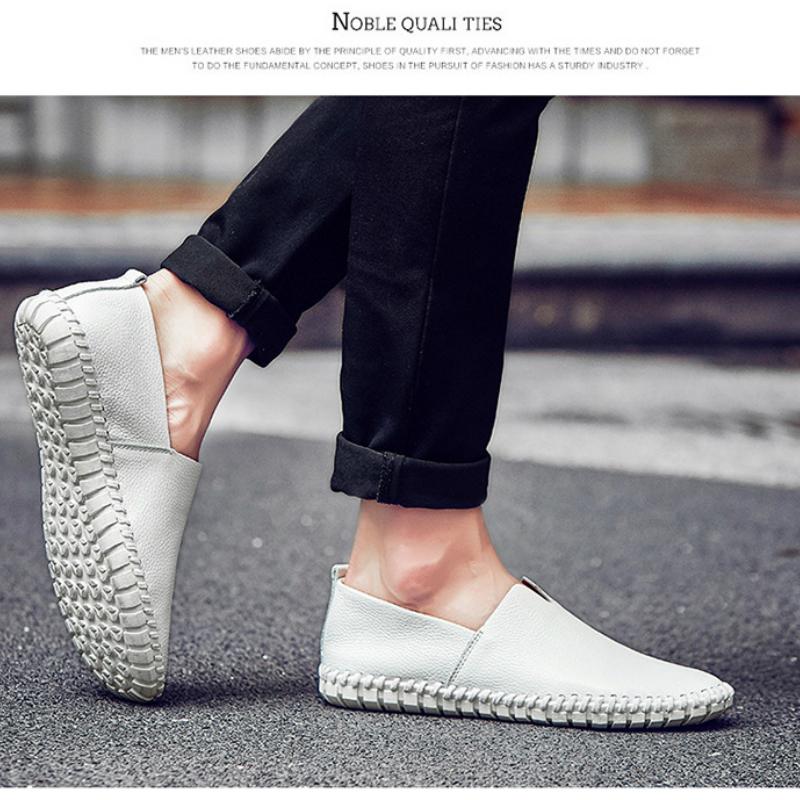 Casual Leather Shoes Men's Shoes Large Size Hollow Breathable Ultra-light Hand-stitched Leather Shoes