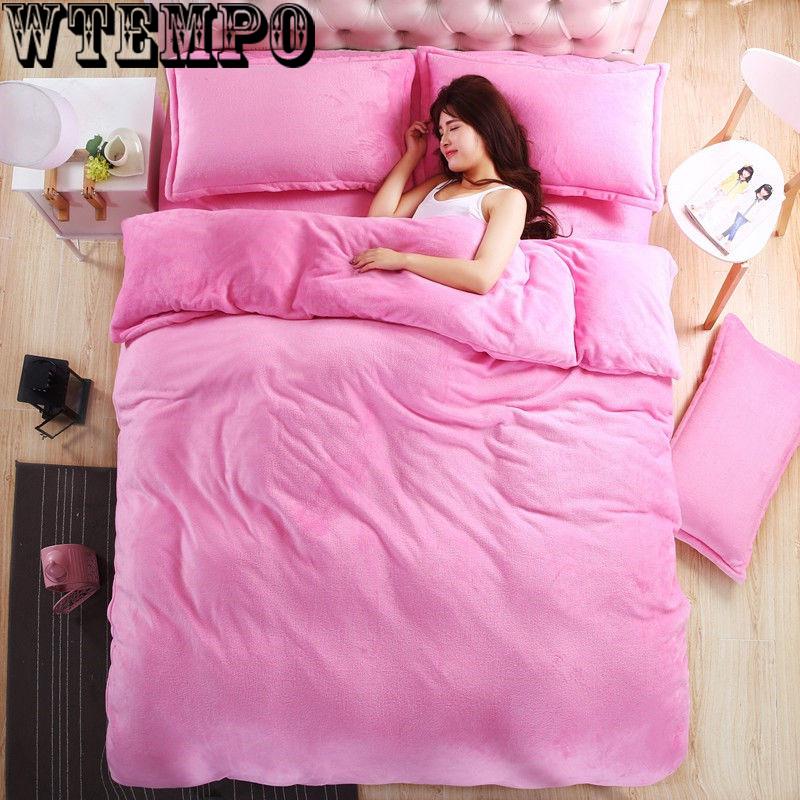 Flannel Suite Bed Four-piece Winter Warm Thicken Cotton Soft Bedroom Home Textile Set