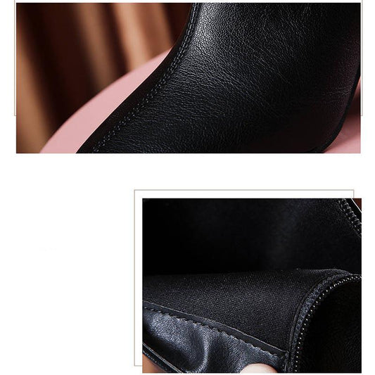 Autumn Winter High-heeled Thick with Pointed Women's Shoes Boots Wild Women's Boots Martin Boots