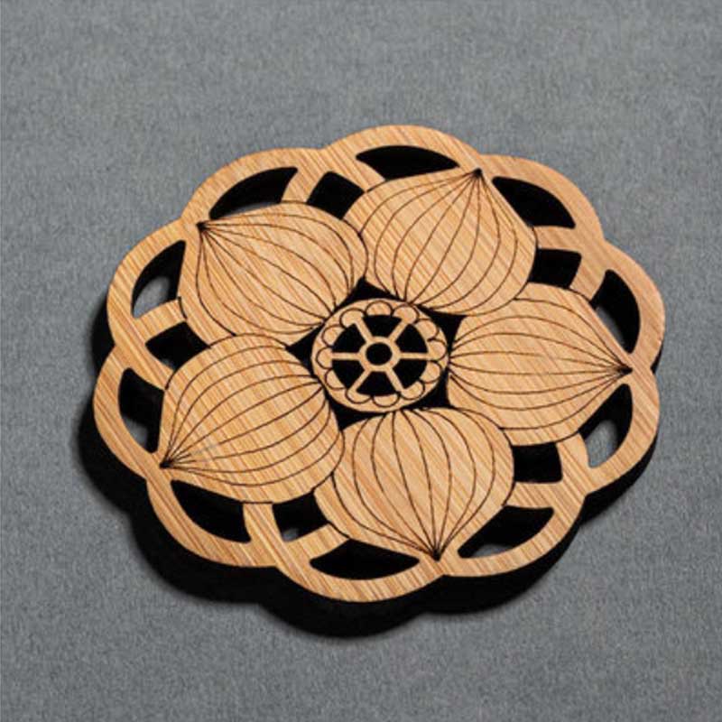 6pcs Bamboo Tea Cup Cushion Insulation Pad Pot Cup Holder Spare Parts Tea Set