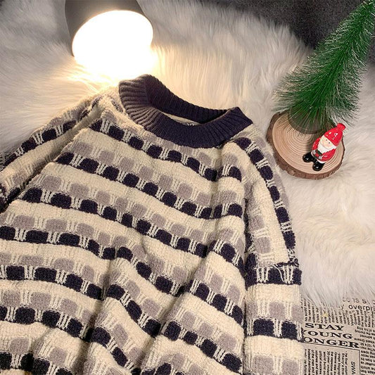 Autumn and Winter New Printed Sweater Men's Korean Style Trend Personality Wild Loose Sweater