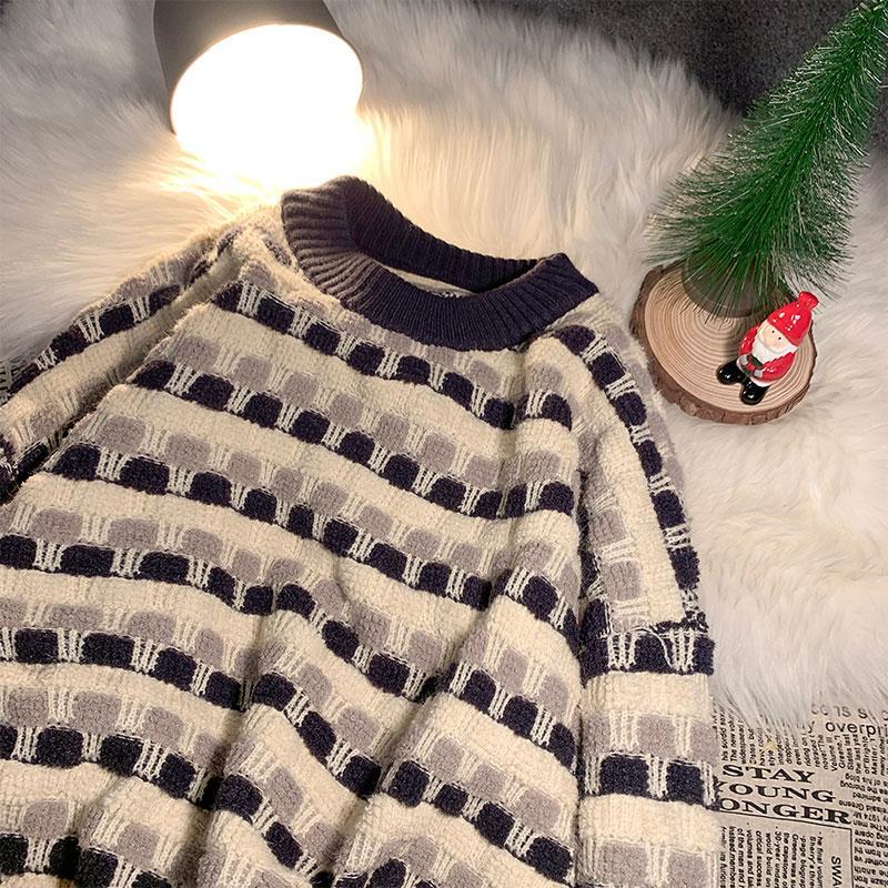 Autumn and Winter New Printed Sweater Men's Korean Style Trend Personality Wild Loose Sweater