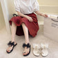 Fairy Slippers Japanese Sweet Mesh Bowknot Rhinestone Pearl Lace Set Toe Flat Beach Sandals