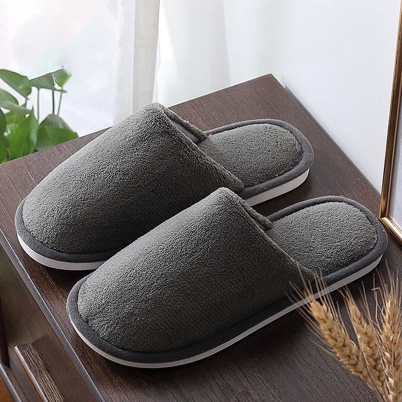 Men Shoes Warm Home Plush Soft Slippers Indoors Anti-slip Winter Floor Bedroom Shoes