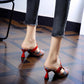 Spring/Summer Houndstooth Pointed Toe Shoes Wine Glass Heel Belt Buckle Slippers Female Korean Mid-heel Single Shoes