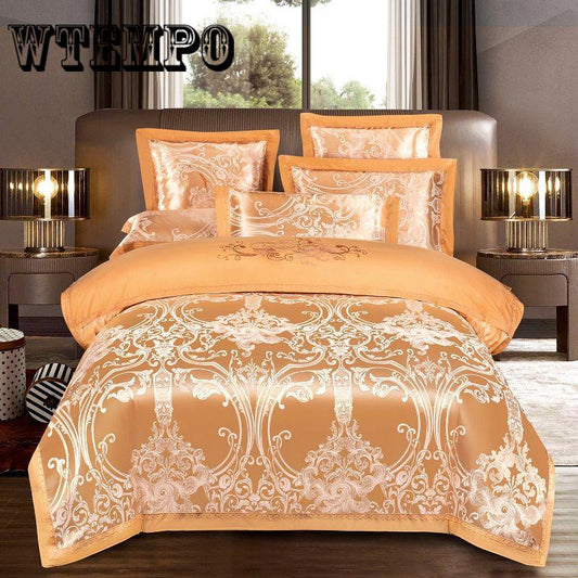 Embroidered jacquard cotton four-piece cotton quilt cover sheets bedroom home bedding European style