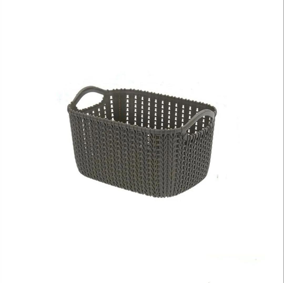 Household Imitation Rattan Plastic Storage Basket Sundries Remote Control Cosmetic Storage Box