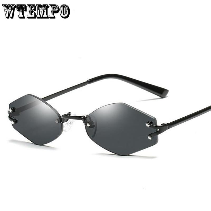 WTEMPO Women's Men's Sunglasses 2019 Brand Designer Rimless Yellow Lens Eyewear Retro Hexagon Sun Gl