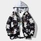 Heart Bear Print Jacket Spring Hooded Windbreaker Men Casual Loose Coat Soft Comfortable Top Regular