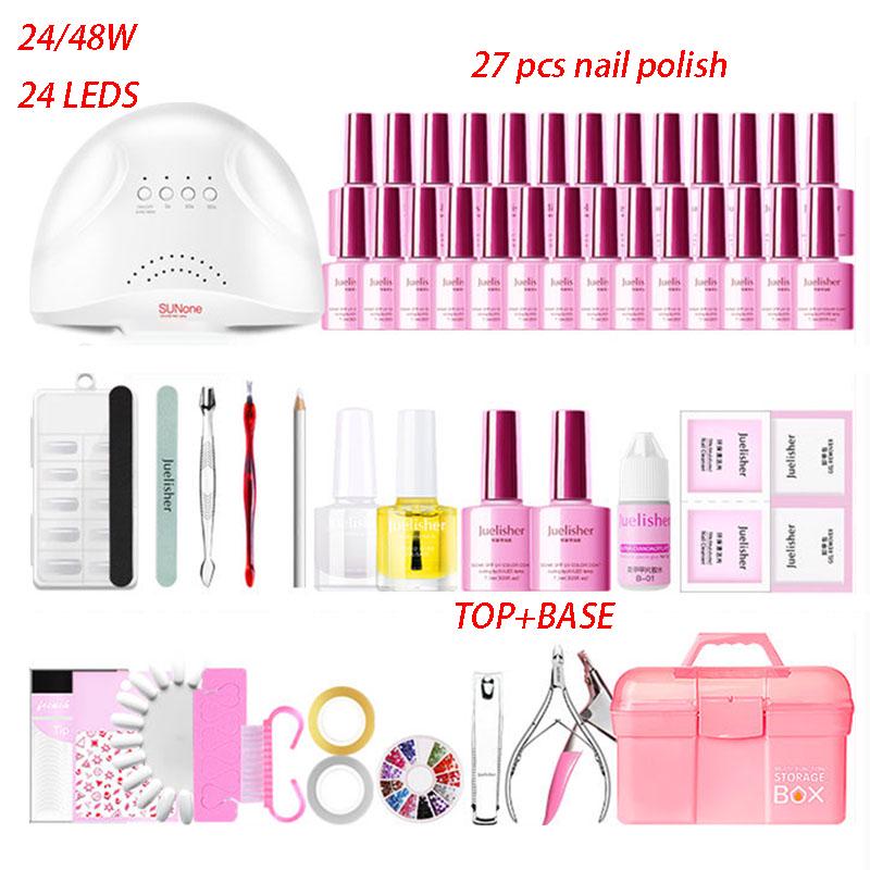 Nail Art Tools kit Nail Set UV LED Lamp Dryer 32 pcs Nail Gel Polish Kit Soak Off Manicure Tools Set