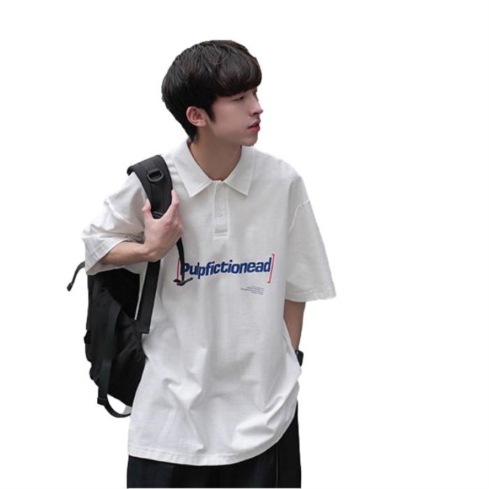 Summer Men's  Shirt Short-sleeved Men's Lapel Trend Couple Small Fresh Loose Handsome Student Half-sleeved T-shirt