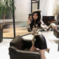 3 Colors Leopard O-neck Pullover Long Sleeve Short Twist Sweater Women Open Waist Knitwear
