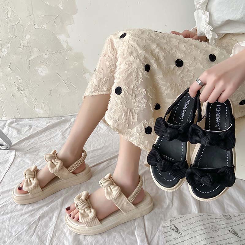 Outer Wear Sandals Female Summer Flat Bottom Fashion Student Fairy Style with Skirt