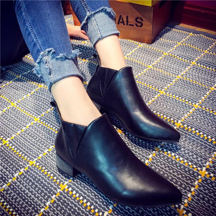 Womens Heeled Short Tube Martin Boots Pointed Toe Pumps Stiletto High Heels Fashion Comfort