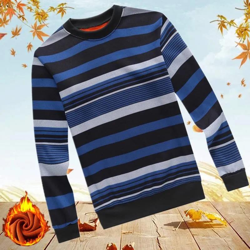 Autumn and Winter Thick Men's Round Neck Long-sleeved Sweaters Men's Warm Clothing Jackets Plus Velvet Thick Round Neck Sweaters for Men