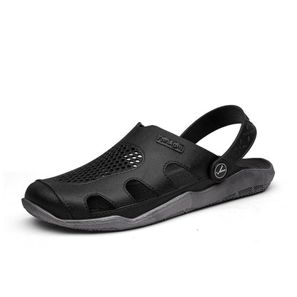 summer slippers men's outdoor sandals PVC hollow large size wading beach hole shoes