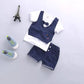 Boys Summer Suit Children's Clothes Striped Embroidered Printing Cute Casual Boy Baby Short-sleeved Shorts Two-piece Set