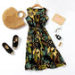 Polka Dot Chiffon Floral Holiday Dress Mid Length Fairy Skirt Casual Skirt