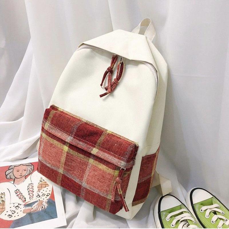 Casual Backpack Simple Women's Multi-layer Canvas Schoolbag Travel Shopping Student Large Capacity