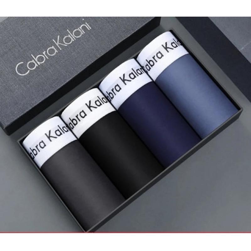 4 Pieces Men's Underwear Modal Boxer Solid Color Ice Silk Sports Comfortable Boxer Briefs Gift Box Packaging Mid Waist Underpants Breathable Panties