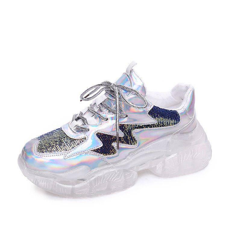 Sneakers Women Spring Thick Bottom Shoes Twinkle Thick Bottom Breathing Leisure Shoes