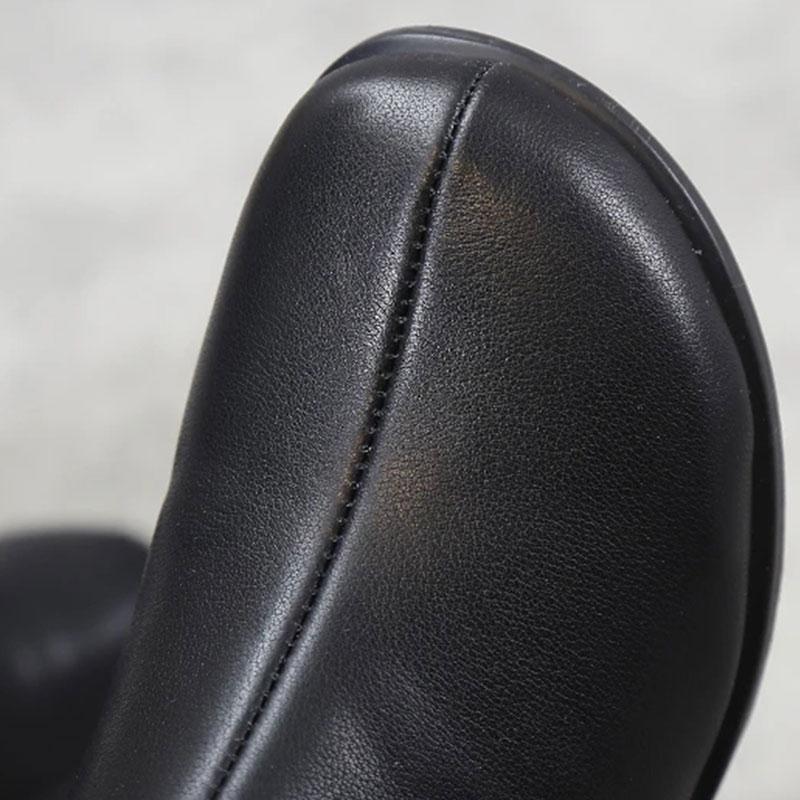 Women's Autumn and Winter Cowhide Plus Cashmere Martin Boots Waterproof Non-slip High Heels Out High Heel Ankle Boots Soft Mother Shoes