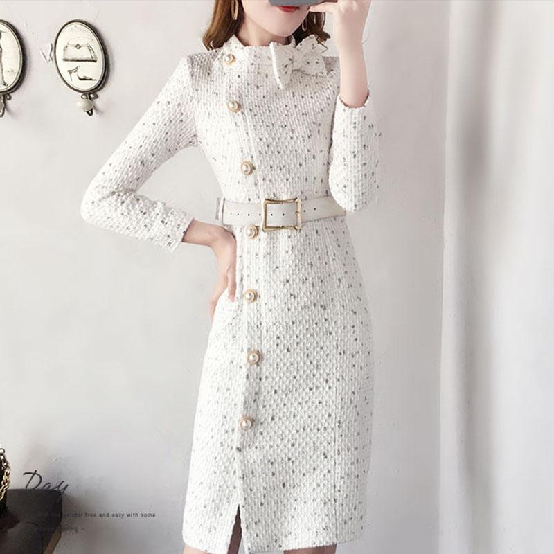 Autumn Winter Sweater Dress for Women  Knitted Dress Female  Sexy Wrap Dress  Slim High Waist  Bodycon Dress