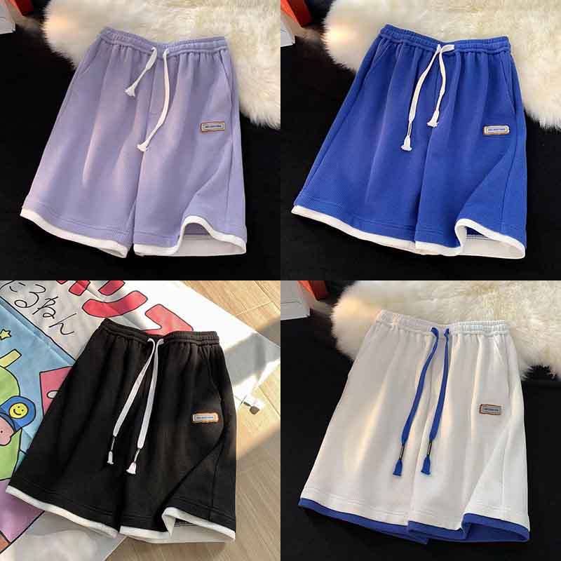 Waffle Casual Pants Women's Loose Wide-leg Straight-leg Shorts Summer Five-point Pants