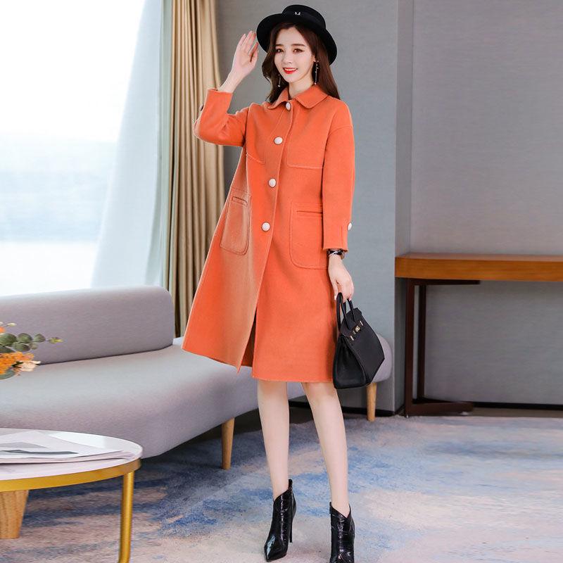 Women Coat Fashion Female Winter Jackets Elegant Long Woolen Womens Outerwear Females Overcoat