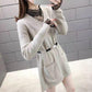 Autumn and Winter Fake Two-piece Mid-length Sweater Women Loose Waist Bottoming Sweater Skirt Lace Collar