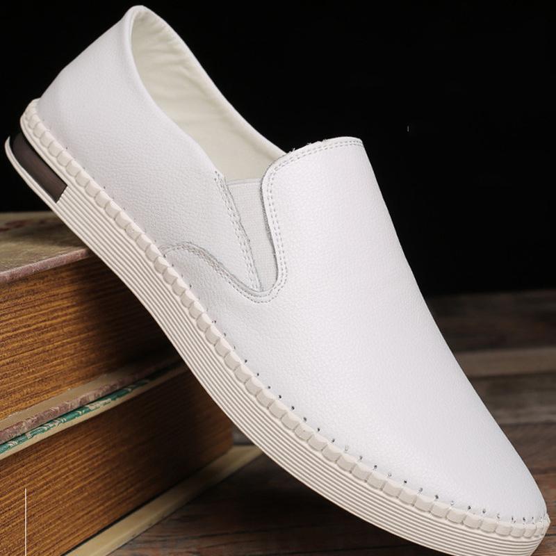 Leather Casual Shoes Men Sneakers White Comfortable Breathable Sneakers Outdoor Shoes