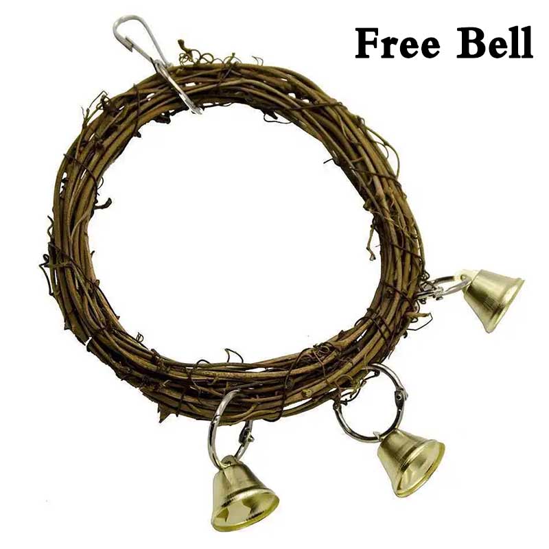 Parrot Natural Rattan Ring Toy Swing Ring Biting Toy Stand Birdcage Accessories