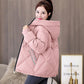 Women's Mid-length Down Jacket Winter Korean Loose Cotton Clothes Casual Hooded Padded Jacket