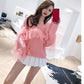 Women Black Sexy V-neck Lace Pullover Sweater Wild Thin Skinny Knitted Bottoming Shirt Coat