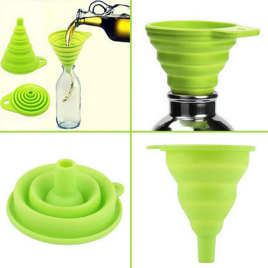 3Pcs Kitchen Mini Silicone Gel Foldable Funnel Hopper Cooking Kitchen Gadgets