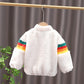 Boys and girls jackets autumn and winter clothes plus velvet padded lamb wool children's cotton-padded clothes children's rainbow tops