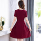 Female Vintage Elegant Casual Dress Slim Graceful Button Solid Mid-length Holiday High Waist Dress