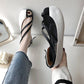 European and American Retro Roman Street Shooting Synchronized Flip-flops Split-toe Shoes Thin Straps Contrast Sandals Flat Shoes Women's Shoes